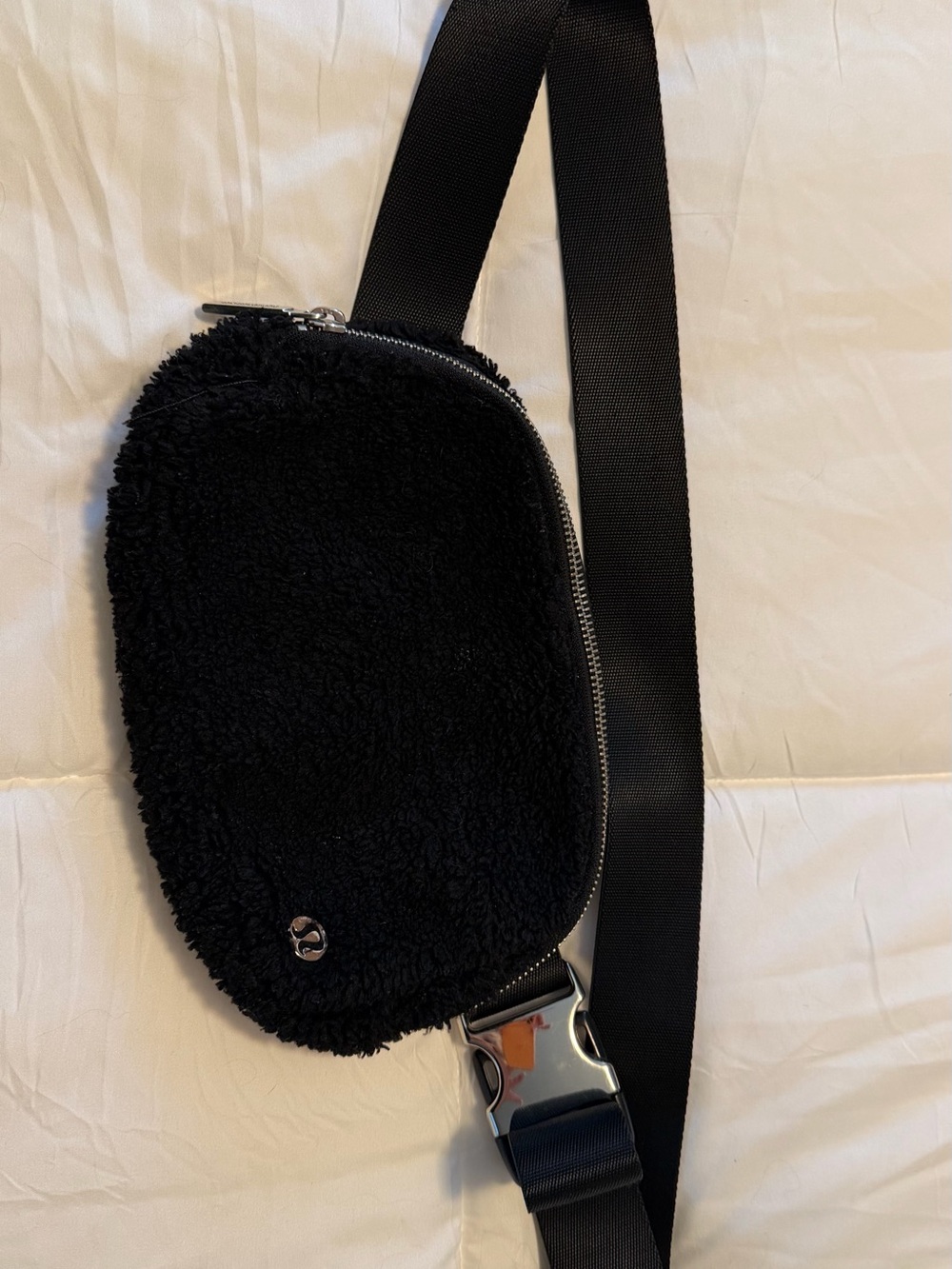 lululemon athletica Black Sherpa Mini Belt Bag with Silver Hardware